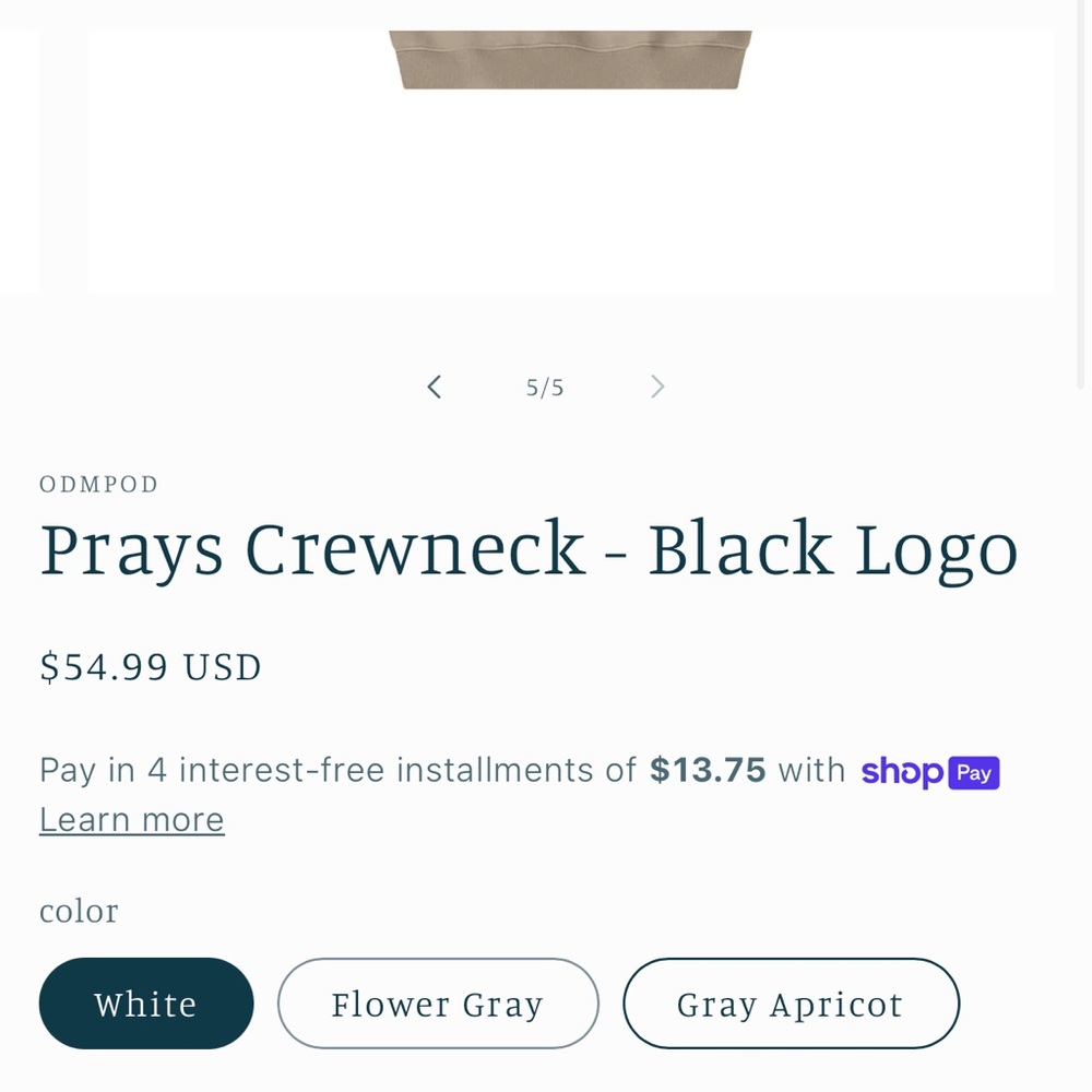 Prays Studios White Crewneck Sweatshirt Black Logo Size M unisex - Picture 4 of 9